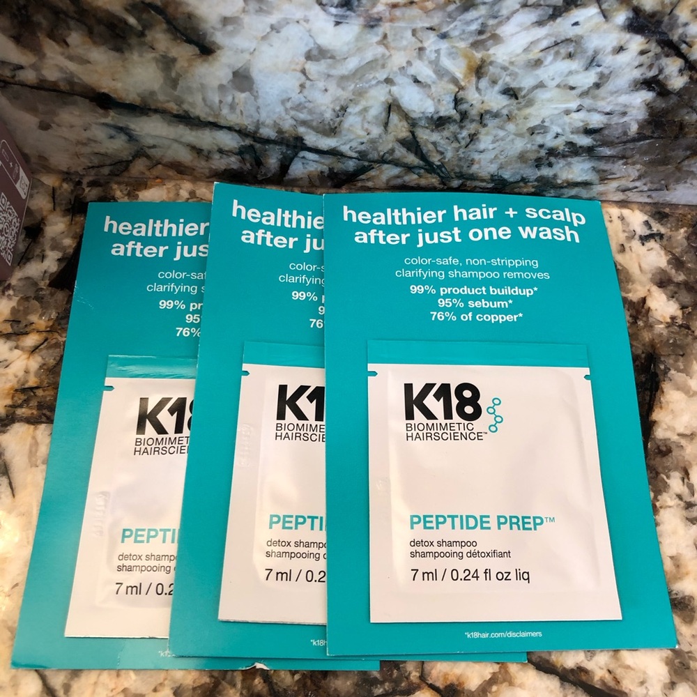 3 pcs K18 Peptide Prep Detox Shampoo Sample Packs